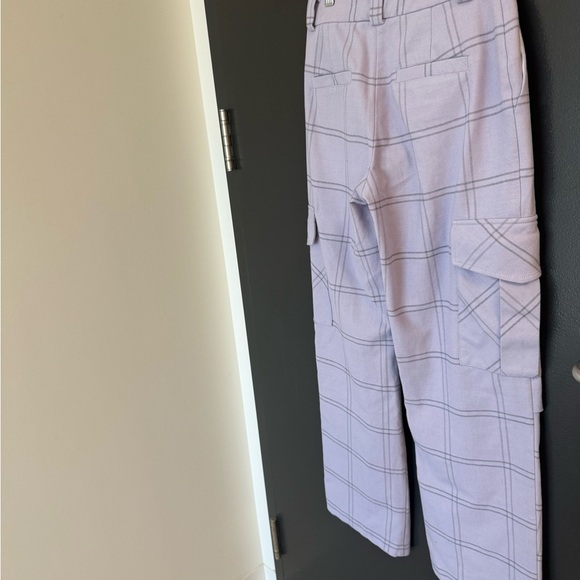 Sunday Best 0 EUC wool blend Lavender Checkered Cargo Pants wide leg/flare - Picture 4 of 13